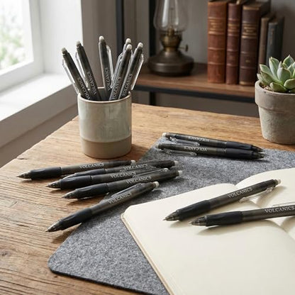 Volcanics Retractable Erasable Gel Pens, Soft Black, 0.7mm, 12 Pack | Click Erasable Gel Ink Pens With Refillable Design, Smooth Writing And Easy Erasing For School, Office Supplies And Daily Use - color: Black