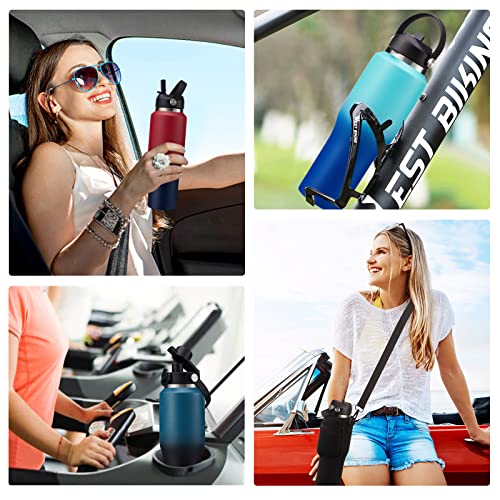 32oz Water Bottles with Straw - Travel Stainless Steel Water Bottle, Carrier Bag with Strap, 32 oz Tumbler Water Cup Fits Car Cup Holders - color: Blue&Black, size: 32 Ounces
