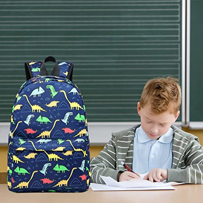 CAMTOP Backpack for Kids, Boys Preschool Backpack with Lunch Box Toddler Kindergarten School Bookbag Set (4-7Years,Dino-Navy Blue, 15/''(L)x11.8/''(H)*5.1/''(W)) - color: Dinosaur Navy Blue