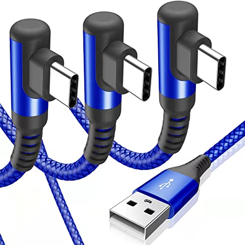 sweguard USB C Cable Right Angle [3Pack, 10FT+6.6FT+3.3FT], 3.1A Fast Charger Cable Nylon Braided Cord for iPhone 17 16 15 Pro Max Plus iPhone Air, Samsung Galaxy S26 S25 S24 S23 S22 Note 20 10,Moto - color: blue, size: 3.3ft+6.6ft+10ft