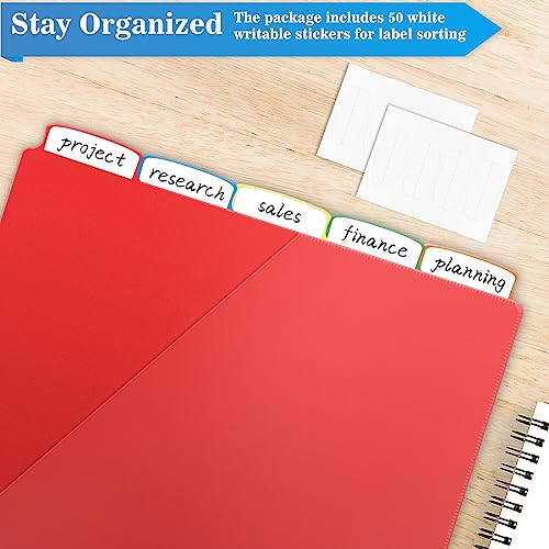 V-Opitos 5-tab Index Dividers with 3 Holes Punched, Set of 3 Plastic Dividers with Clear Front Pocket, Multicolor Dividers for 3 Ring Binders, 15 Pcs Dividers for School & Office Supplies
