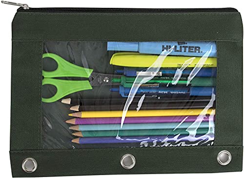 12 Pack Clear Pencil Pouch for 3 Ring Binder Bulk Pencil Pouch Bags for Binder with See Through Window and Zipper | Pencil Pouch Bundle for School, Office, Budgets (12 Pencil Cases in 8 Colors)
