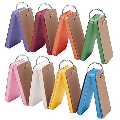 Flash Cards with Key Ring, 400 Pieces Colored Index Cards for School | 2.2 x 3.5 Inch Small Portable Notecard for Studying Nursing Classroom Office Home Note Taking To Do List Essentials, 8 Colors - color: Dark Color