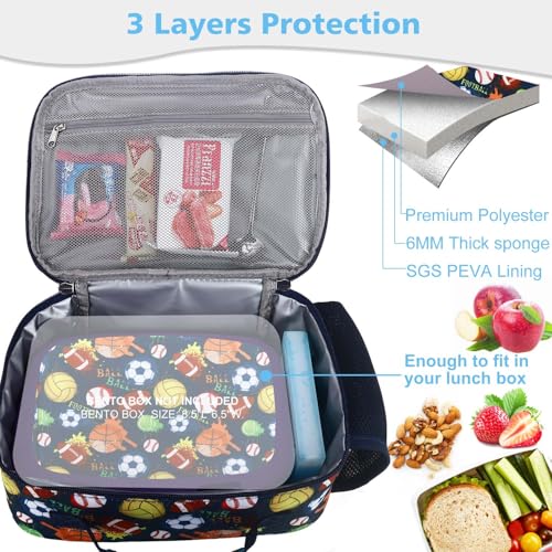 RHCPFOVR Kids Lunch Bag - Insulated Lunch Box for Boys Girls,Washable Lunch Bag and Reusable Toddler Leak-proof Lunchbox for School and Daycare - color: Deep Blue Sports