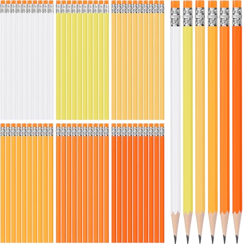 TecUnite 120 Pcs #2 HB Pencils with Eraser No 2 Unsharpened Wooden Hexagonal Pencils for Adults Gifts for School Exam art Learning Office Sketching(Orange Series) - color: Orange Series