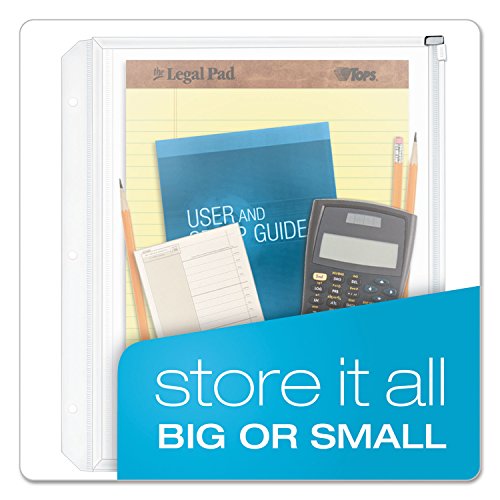 Zippered Binder Pockets, 14x1x11, Clear, 3 Pockets/Pack
