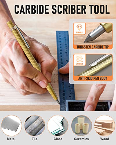 Nicpro 42Pack Carpenter Pencil with Sharpener, Mechanical Carpenter Pencils Set with Deep Hole Long Nib Marker Pen, Carbide Scribe Tool & Construction Pencil for Architect Woodworking-With Canvas Case - size: 42 Pack
