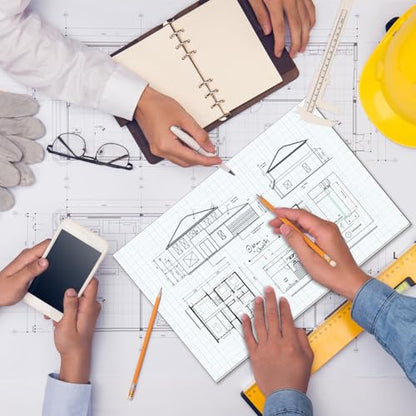 Graph Paper Pad - 30 Sheets/60 Pages, 24" x 36" Large Graph Paper 1" and 1/4" Blue Grid Paper for Engineer Architect Designer Mathematician Draftsmen Sketch House Commercial Building Plan Drafting - color: Blue