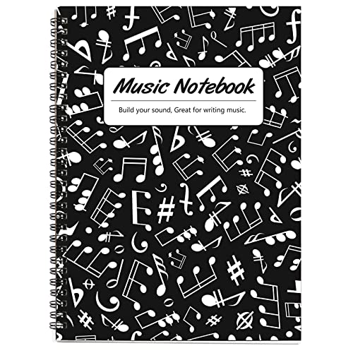 MAXCURY Blank Sheet Music Composition Manuscript Staff Paper Art Music Notebook Black 100Pages 26x19cm (Notes Family) - color: Note Family