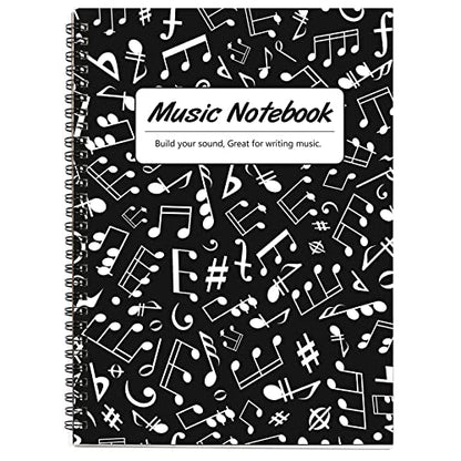 MAXCURY Blank Sheet Music Composition Manuscript Staff Paper Art Music Notebook Black 100Pages 26x19cm (Notes Family) - color: Note Family