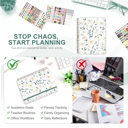 Planner 2026-2027, Weekly and Monthly Academic Year Calendar Planner, July 2026 - June 2027, Daily Agenda Book for Office School Supplies, Letter Size(8.5'' x 11'') - color: 2607-White Daisy, size: 8.5"x11"(Jul 2026-Jun 2027)