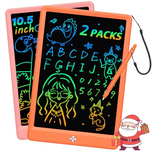 BUKEBU LCD Writing Tablet Doodle Board, Colorful Drawing Pad, Electronic Drawing Tablet, Drawing Pads,Travel Gifts for Kids Ages 3 4 5 6 7 8 Year Old Girls Boys (10.5 inch, Orange+Pink) - color: Orange&pink, size: 7"W x 10.4"H