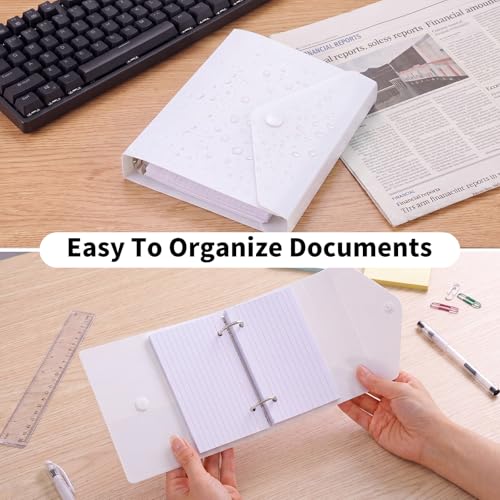 3x5 Index Card Holder Organizers Case Binder with Ring Dividers (Clear) | 100 Lined Page Plastic Index Card Organizer Case with Snap Closure for Study Recipe Flashcard Office School - color: White