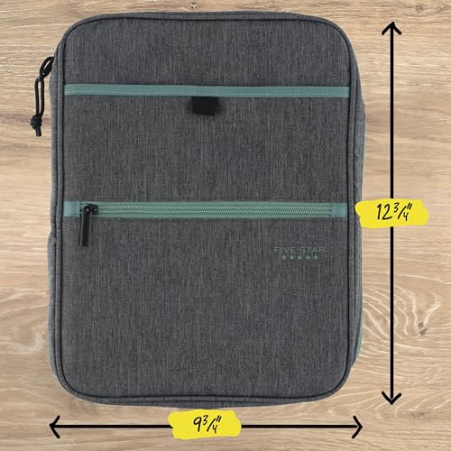 Five Star Zipper Binder, 1 Inch 3-Ring Binder with Round Rings, Carry-All with Pockets and 4-Tab Dividers, 375 Sheet Capacity, Grey/Seaglass (290920B) - color: Grey/Seaglass