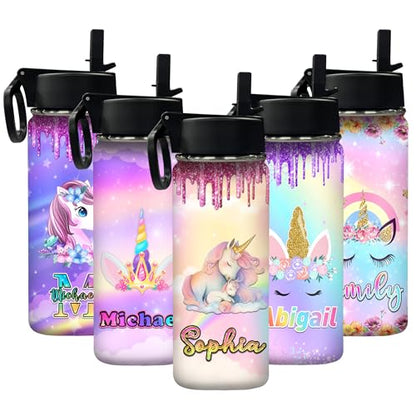 Personalized Water Bottles with Straw Lid, Daughter Granddaughter Niece Friends Waterbottle with Monogrammed, Insulated Stainless Steel Travel Sport Mug Birthday Christmas - color: Color 14