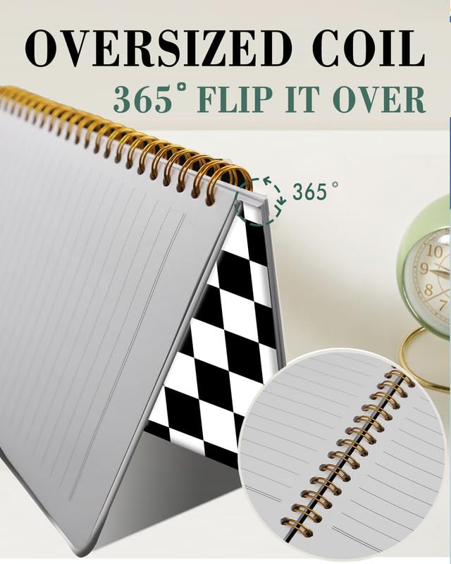Spiral Journal Notebook,A5 Hardcover Lined Journals for Women Girl 6 x 8.3 in,120 Pages Thick Paper,Cute College Ruled Writing Notebook for Gifts Office Work School(Black White Checkered Plaid) - color: Black White Checkered Plaid
