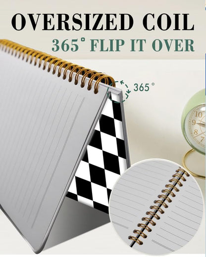 Spiral Journal Notebook,A5 Hardcover Lined Journals for Women Girl 6 x 8.3 in,120 Pages Thick Paper,Cute College Ruled Writing Notebook for Gifts Office Work School(Black White Checkered Plaid) - color: Black White Checkered Plaid
