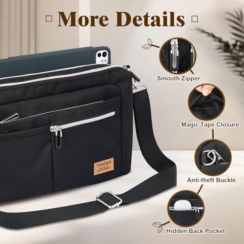 TiMOVO 9-11" Anti-Theft Tablet Sleeve with Strap for iPad, Black | Anti-Theft Design Tablet Bag with Shoulder Strap, Fits iPad 10.9"/10.2", Air 11/5th/4th Gen 10.9", Galaxy Tab A9+ 11" - color: Black