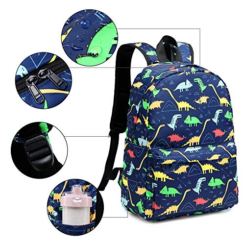 CAMTOP Backpack for Kids, Boys Preschool Backpack with Lunch Box Toddler Kindergarten School Bookbag Set (4-7Years,Dino-Navy Blue, 15/''(L)x11.8/''(H)*5.1/''(W)) - color: Dinosaur Navy Blue