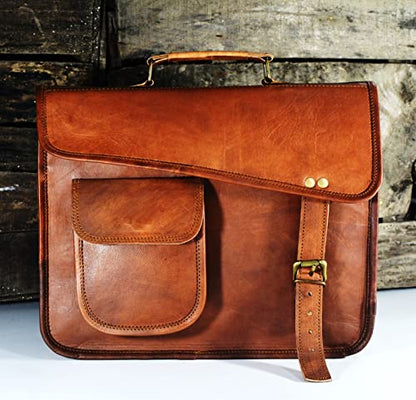 URBAN DEZIRE Men's Genuine Leather Small Briefcase Messenger Satchel I pad Tablet Bag 13 inch - size: 13" Length x 10" Height x 3.5" Depth