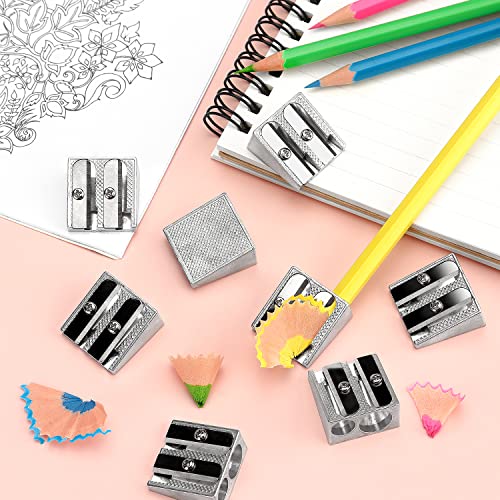 Tamaki 8 Pack Handheld Metal Pencil Sharpener with 2 Holes | Sharpener for Schools, Offices, Homes, Art Projects