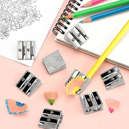 Tamaki 8 Pack Handheld Metal Pencil Sharpener with 2 Holes | Sharpener for Schools, Offices, Homes, Art Projects