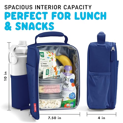 Fit & Fresh Lunch Box For Kids, Boys & Girls, School, Camp, Insulated Bag With Shoe Charm Slots For Personalization, Navy Blue - color: Navy Blue