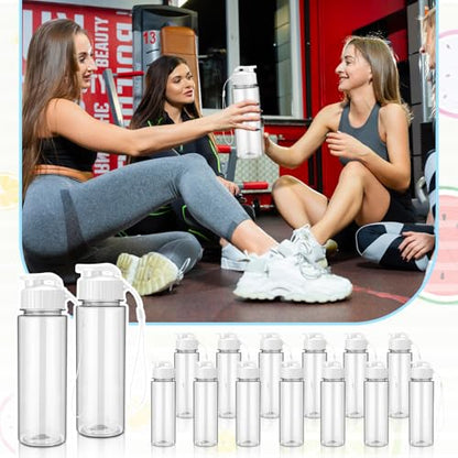 Domensi 50 Pieces Plastic Water Bottle Bulk 17 oz Sports Adults Reusable Large Water Bottles with Leak Proof Flip Top for Adults Fitness (White) - color: White