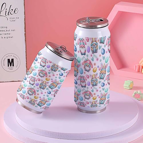 Easter Eggs Colorful Gnomes Spring Flowers 14oz Stainless Steel Tumbler with Lid & Straw-Double Wall Vacuum Insulated Travel Mug Water Bottle Coffee Beverage Drinks Cup - size: 14 Ounces