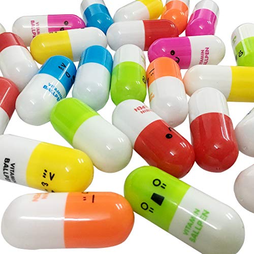 Novelty Nurse Pharmacy Pill Pens - Retractable Vitamin Capsule Pens for Nurses Week, Office & Valentine Day Gifts, Bulk Novelty Supplies & Stocking Stuffers for Adults (40)