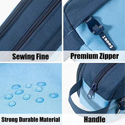 Sooez High Capacity Pencil Case, Big Pencil Bag Pouch Box Organizer Pen Case, Portable Journaling Supplies with Easy Grip Handle & Loop, Asthetic Supply for Girls Adults, Blue - color: Blue