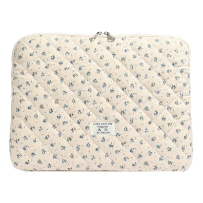 Floral Laptop Sleeve Quilted Laptop Carrying Case Protective Cute Computer Sleeve for 13 14 Inch Laptop Tablet - color: Blue Little Flower