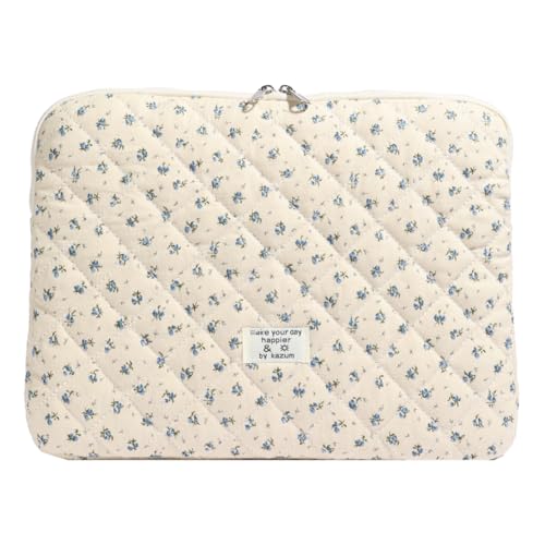 Floral Laptop Sleeve Quilted Laptop Carrying Case Protective Cute Computer Sleeve for 13 14 Inch Laptop Tablet - color: Blue Little Flower