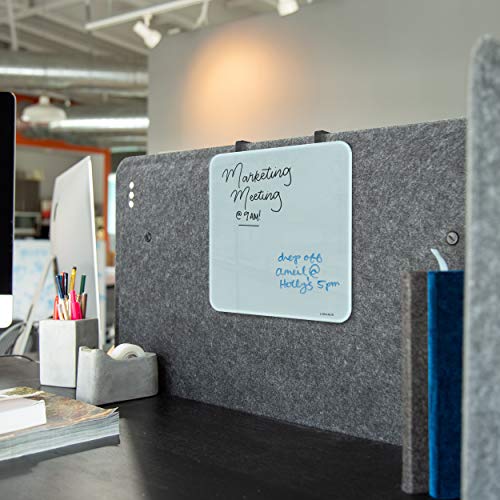 U Brands Magnetic Cubicle Glass Dry Erase Board, 12" x 12" Inches, White Frosted Surface, Frameless (2343U00-04)