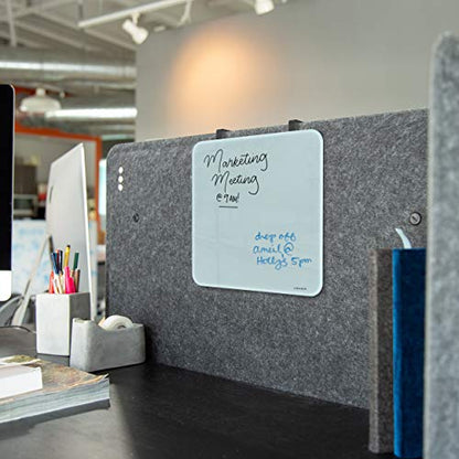U Brands Magnetic Cubicle Glass Dry Erase Board, 12" x 12" Inches, White Frosted Surface, Frameless (2343U00-04)