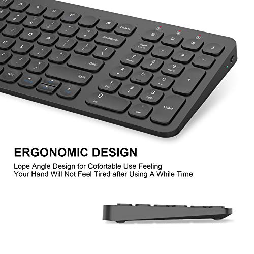 cimetech Wireless Keyboard Mouse Combo, Compact Full Size Wireless Keyboard and Mouse Set Less Noise Keys 2.4G Ultra-Thin Sleek Design for Windows, Computer, PC, Notebook, Laptop - Matte Black - color: Black