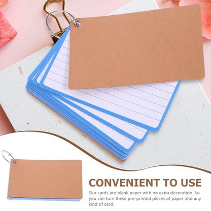 COHEALI Blue Lined Index Cards with Ring Binder 60 Thickened Flash Cards Per Book 2pcs for Study Writing and Office Organization