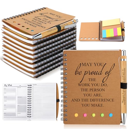 10 Sets Inspirational Notebooks Bulk Back to School Spiral Notebook with Notepad and Bamboo Pen Team Appreciation Gift for Office Teacher Employee Social Worker Student (May You Be Proud) - style: May You Be Proud