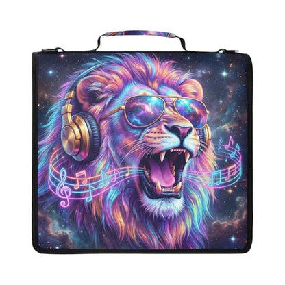Lion 2-inch 3 Ring Zipper Binder with Shoulder Strap Holds 14 Inch Laptop for Students and Office - color: Lion