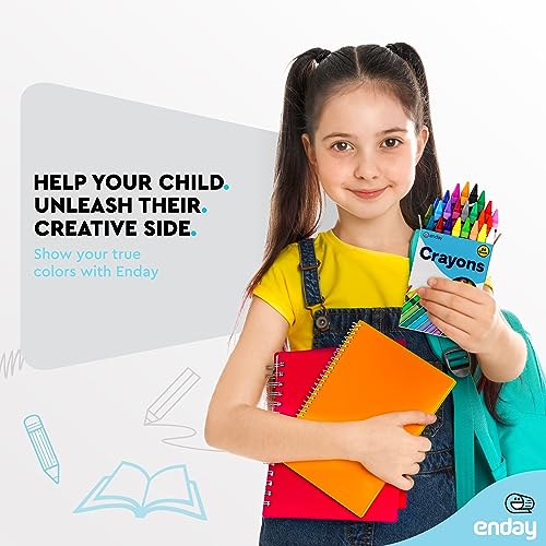 Enday Premium Non-Toxic 24 Color Crayons for Kids & Teachers - 6 Pack Easy to Hold Toddler Crayons, 144 Count - size: 1 Count (Pack of 6)
