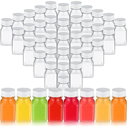 Patelai 48 Pcs Plastic Juice Bottles, 4 oz Shot Bottles with Caps Small Reusable Clear Juice Containers Bulk with Leakproof Lids for Juicing, Smoothies, Milk, Coffee, and Cold Beverages (White) - color: White, size: 4 oz