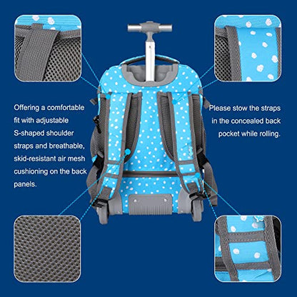 seastig Rolling Backpack 18in Wheeled Backpack with lunch bag and Pencil Case Set Roller Backpack Laptop Backpack Adults Kids