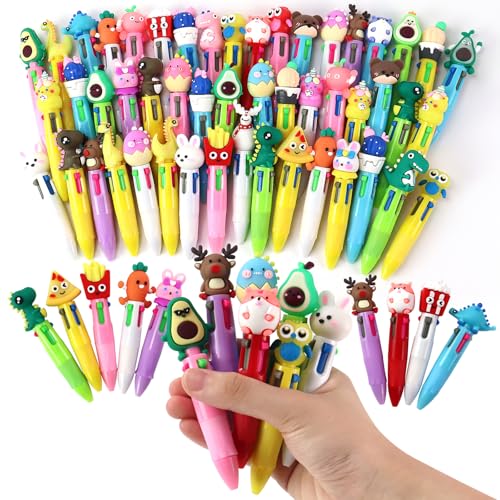 50Pcs 4-in-1 Fun Pen for Kids Multicolor Ballpoint Pens All In One Mini Cute Ball Point Pens Bulk,Kawaii Ballpoint Pen for Party Favors, Birthdays Parties,Xms Exchange Gift for School Classroom - color: 50 Pack