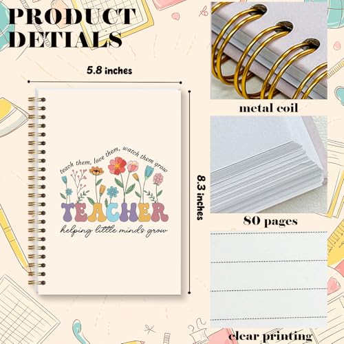 LRVSYUIN Boho Teacher Spiral Notebooks, Floral Teacher Journal for Back to School Classroom Supplies, Teachers Appreciation Gift for Retirement (B07) - style: Helping Little Minds Grow