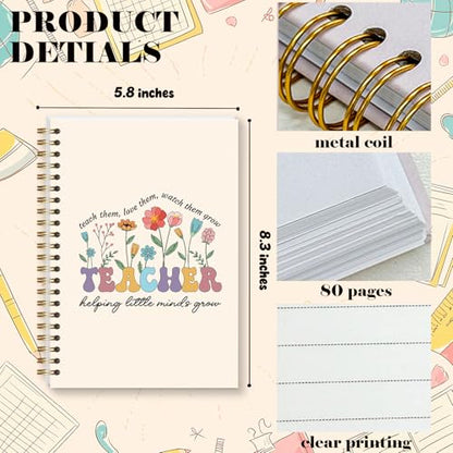 LRVSYUIN Boho Teacher Spiral Notebooks, Floral Teacher Journal for Back to School Classroom Supplies, Teachers Appreciation Gift for Retirement (B07) - style: Helping Little Minds Grow