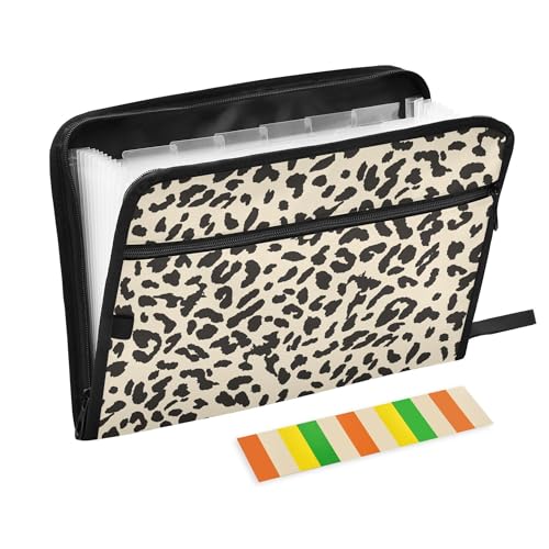 Animal Skin Pattern Design Expanding File Folder with Sticky Labels, 13 Pockets Accordion File Folder Document Organizer Expandable Zip File Folder with Zipper Closure - color: Animal Skin Pattern Design
