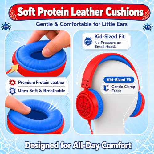 K6 Kids Headphones for Toddler & Kids Ages 2-12, 85/94dB Safe Volume Limited, Wired with 3.5mm Jack, HD Microphone, Adjustable & Foldable, On-Ear Headphones for Tablet, School, Travel, iPad (Red) - color: Red