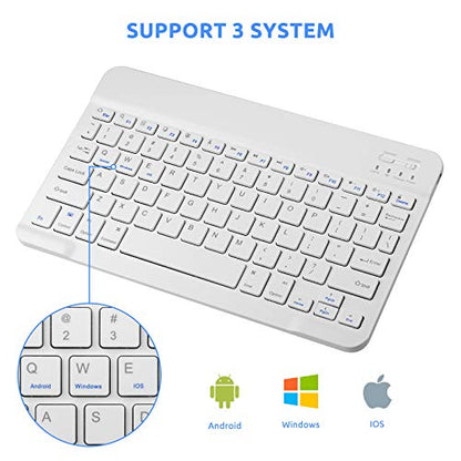 Wireless Keyboard for Amazon Fire HD 8 Tablet,Universal Slim Portable Bluetooth Keyboard Compatible with Amazon Fire Tablet HD 8 Keyboard with Built in Rechargeable Battery,White