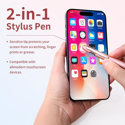 8 Pack Rose Ballpoint Pen with Stylus Tip Stylus Pens | Metal Stylus Pens for Touch Screens, 1.0 mm Black Ink - color: 8 Pack-Rose Gold