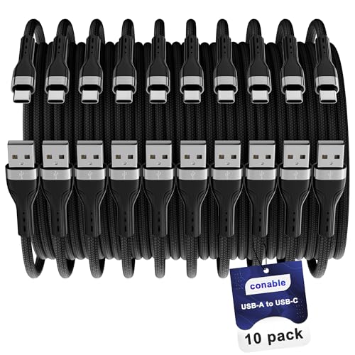 USB C Cable (1FT, 10-Pack), USB A to USB Cord Fast Charging Compatible with iPhone 17, iPhone Air, iPhone 17 Pro, iPhone 17 Pro Max, iPhone 16/15 Series, Galaxy S24, LG and Car Play and More - size: 1FT, style: 10-Pack